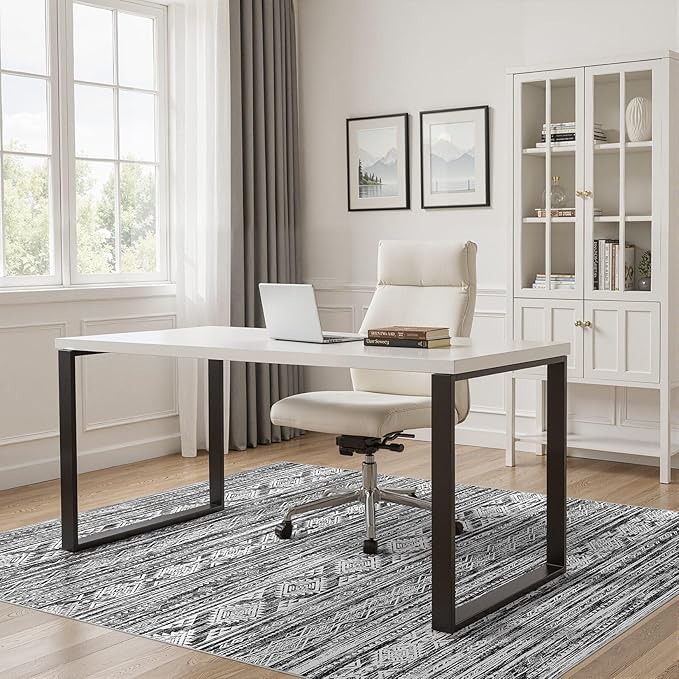 Nakagishi Bedroom Rug Area Rugs 4x6: Washable Boho Neutral Farmhouse Stain Resistant Moroccan Non-Slip Throw Carpet for Women Modern Home Enthusiast Aged 25-40 - Entryway Kitchen Bedside - Black White
