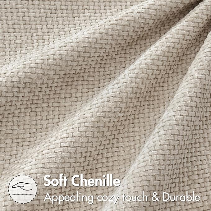 MIULEE Pack of 2 Lumbar Couch Throw Pillow Covers 20x12 Inch Neutral Beige Modern Boho Accent Decorative Pillow Covers Soft Chenille Farmhouse Cushion Covers for Home Decor Bed Sofa Living Room