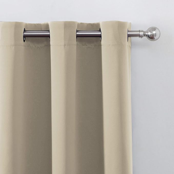 LEMOMO Beige Blackout Curtains 34 x 84 Inch Length/Set of 2 Curtain Panels/Thermal Insulated Room Darkening Blackout Curtains for Bedroom