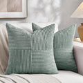Fancy Homi 2 Packs Grey Blue Euro Decorative Throw Pillow Covers 26x26 Inch for Couch Bed Sofa, Rustic Farmhouse Boho Home Decor, Soft Corss Corduroy Patchwork Textured Square Cushion Case 66x66 cm