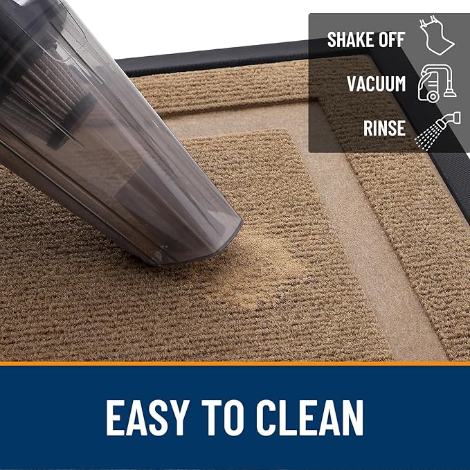 OLANLY Front Door Mat Indoor Outdoor Entrance, Waterproof All-Season, All-Weather Doormat, Sturdy Natural Rubber, Fade Resistant, Low Profile, Easy Clean Patio Porch Entryway Mat, 33x21, Light Brown