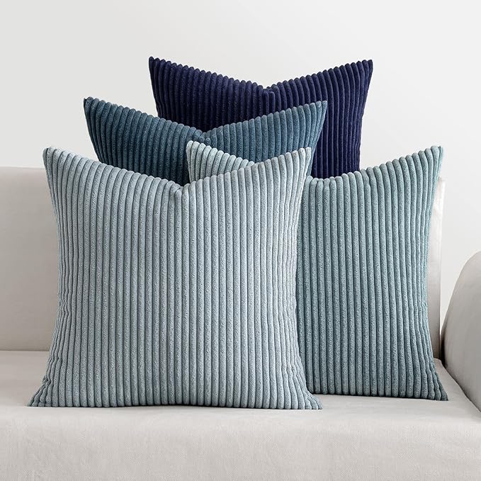 MIULEE Summer Throw Pillow Covers 18x18 Inch Set of 4 Western Neutral Decorative Cushion Covers Soft Boho Farmhouse Modern Coastal Spring Decor for Couch Bed Sofa Living Room Dark Blue Navy Series