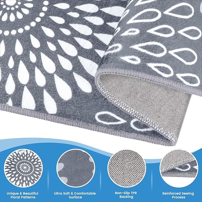 StepRite Runner Rug 3 x 5 ft, Washable Rugs, Hallway Runner Rugs, Kitchen Runner Rug Non Slip, Soft Runner with Rubber Backing for Kitchen, Hallway, Laundry, Bedroom, Living Room