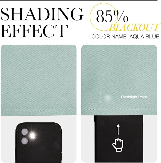 NICETOWN Window Curtains for Bedroom, Aqua Blue, 2 Panels, W42 x L48 -Inch, Home Decoration Thermal Insulated Rod Pocket Blackout Blinds & Drapes for Small Windows