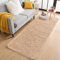OLANLY 2x12 Machine Washable Runner Rugs for Hallway, Soft Fluffy Shaggy Bedside Rugs for Bedroom, Living Room, Indoor Floor Carpet for Kids Girls and Boys, Nursery Rooms, Home Decor Aesthetic, Beige