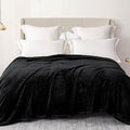 Exclusivo Mezcla Plush Fuzzy Fleece Bed Blanket King Size, Super Soft, Fluffy and Warm Blankets for Couch, Bed, All Season (Black, 90x104 inches)