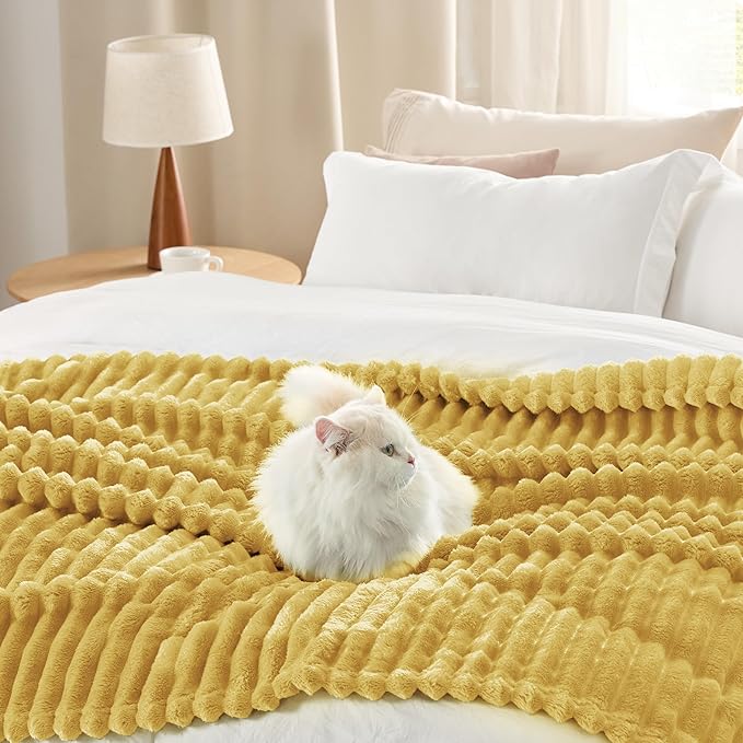 Bedsure GentleSoft Yellow Throw Blanket for Couch - Super Soft Cozy Blankets for Women, Cute Small Blanket for Girls, 50x70 Inches
