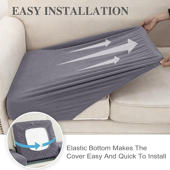 Couch Cushion Cover Seat Cushion Cover Stretch Armchair Cover Separate Sectional Sofa Slipcovers Furniture Protector(1 Piece for Seat or Sofa Backrest, Light Grey)