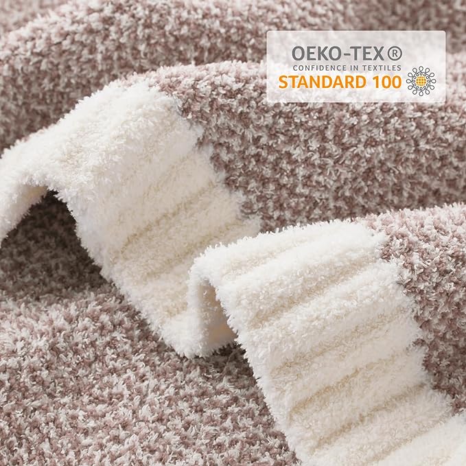 Snuggle Sac Heather Taupe Throw Blanket for Couch, Oversized Throw XL Super Soft Warm Blankets Cozy Knit Fuzzy Lightweight Throws for Sofa, Bed, Living Room, Taupe, 50x70 inches