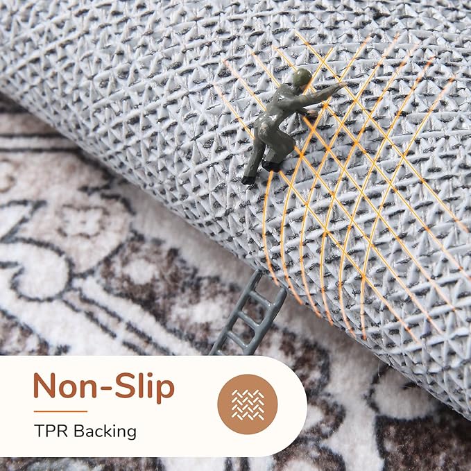 OPPODREAM Soft Entryway Rug 2x6, 2x6 Rug Runner, Washable Hallways Carpet 2 x 6 with Non Slip Backing, Low-Pile Bedside Carpet 2 x 6, Long, Faux Cashmere, Greenish Grey