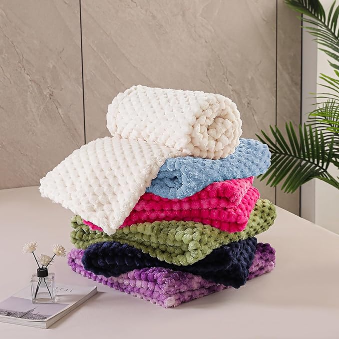 Exclusivo Mezcla Fleece Throw Blanket for Couch, Extra Large Fuzzy Stone Blue Bed Blankets, Soft Cozy Plush Sofa Throws for All Seasons, 50x70 Inches