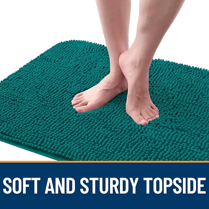 OLANLY Dog Door Mat for Muddy Paws 24x16, Absorbs Moisture and Dirt, Absorbent Non-Slip Washable Doormat, Quick Dry Chenille Mud Mat for Dogs, Entry Indoor Entryway Carpet for Inside Floor, Lake Blue