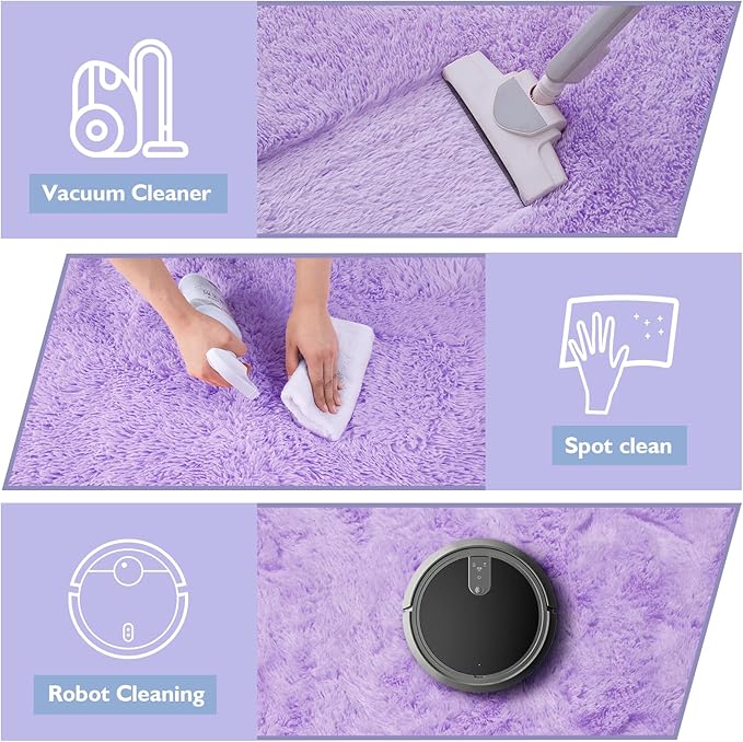 yulidayang Purple Fluffy Round Area Rugs for Bedroom,4'X4'Shag Circle Area Rugs for Girls Room,Non Slip Fuzzy Plush Rug for Kids Room Living Room and Dorm Home Decor Rug