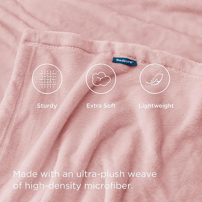 Bedsure GentleSoft Pink Fleece Blankets Queen Size - Bed Blanket Soft Lightweight Plush Fuzzy Cozy Luxury Microfiber, 90x90 inches