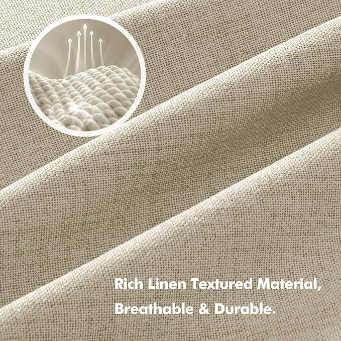 MIULEE 100% Blackout Linen Curtains for Bedroom, Cobblestone Solid Luxury Decor Thermal Insulation Room Darkening Drapes for Living Room Nursery Back Tab Rod Pocket 42 x 96 Inches, 2 Panels