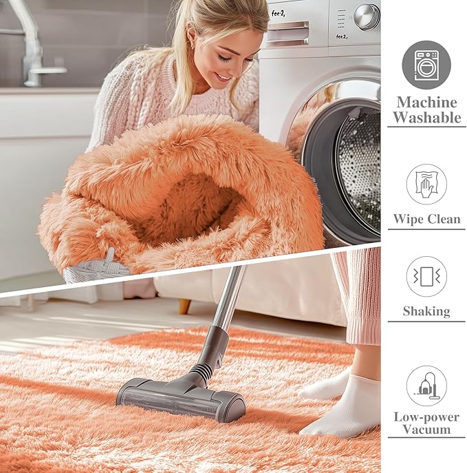 OLANLY 2x4 Machine Washable Runner Rugs for Hallway, Soft Fluffy Shaggy Bedside Rugs for Bedroom, Living Room, Indoor Floor Carpet for Kids Girls and Boys, Home Decor Aesthetic, Muted Orange