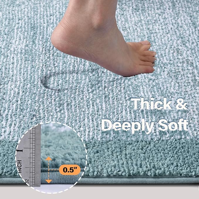 48x32 Large Bathroom Rugs Washable Non Slip, Dusty Blue Bath Mat for Bathroom Floor Tub, Soft Absorbent Quick Dry Mats for Shower, Bathtub,Home Decor
