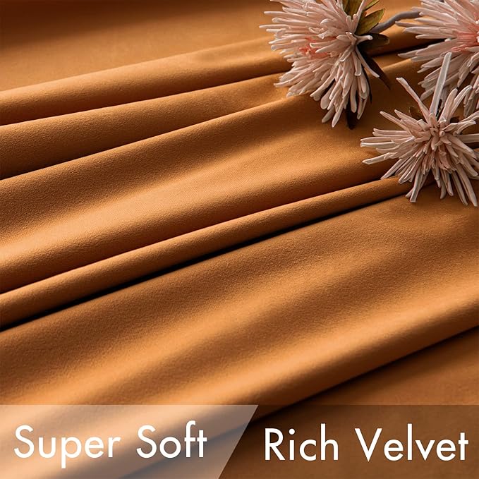 MIULEE Velvet Curtains 108 inches Long 2 Panels - Luxury Blackout Curtains for Bedroom Living Room Thermal Insulated Noise Reducing Super Soft Window Drapes Rod Pocket & Back Tab, Gold Brown