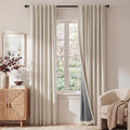 RYB HOME 100% Blackout Linen Textured Curtains 96 inches Long, Thermal Insulating Privacy Energy Saving for Bedroom Living Room Window Office Theater Dining Nursery, W 52 x L 96 in, Linen, 2 Panels