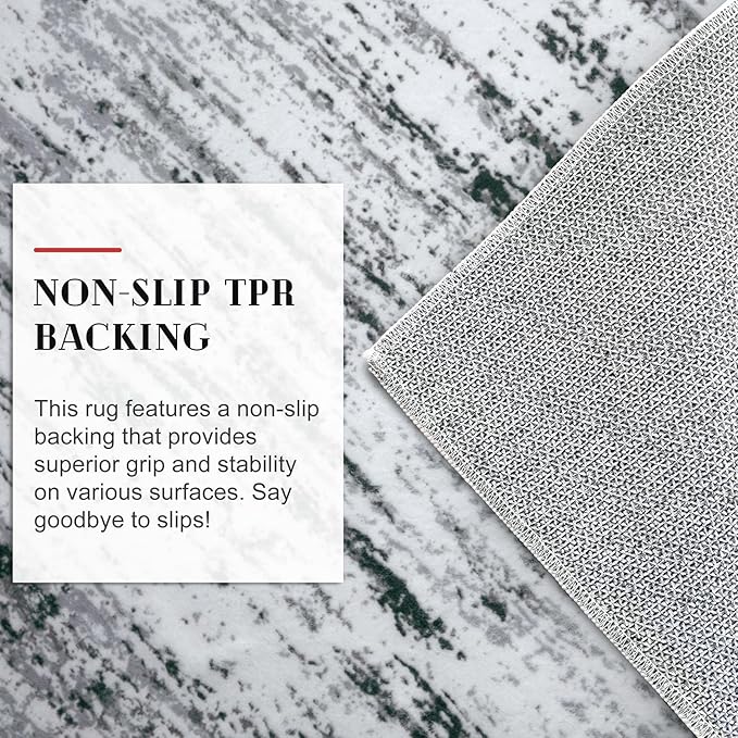 Lansny Modern Abstract Runner Rug 3x10, Black Grey White Washable Kitchen Runner Non-Slip Soft Hallway Rug Runner Thin Print Faux Wool Carpet for Entryway Bedroom Laundry Room Indoor Home Office Decor