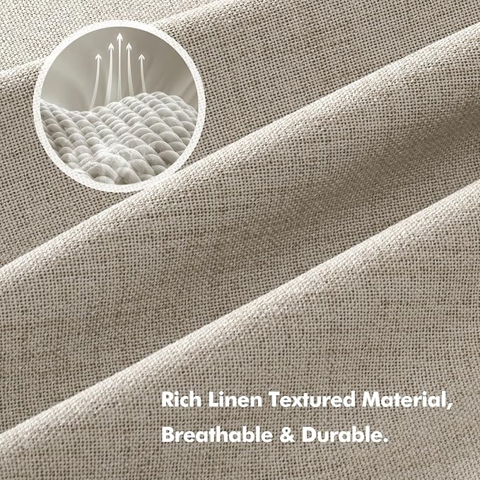 MIULEE 100% Blackout Linen Curtains for Bedroom, Stone Solid Luxury Decor Thermal Insulation Room Darkening Drapes for Living Room Nursery Back Tab Rod Pocket 42 x 72 Inches, 2 Panels