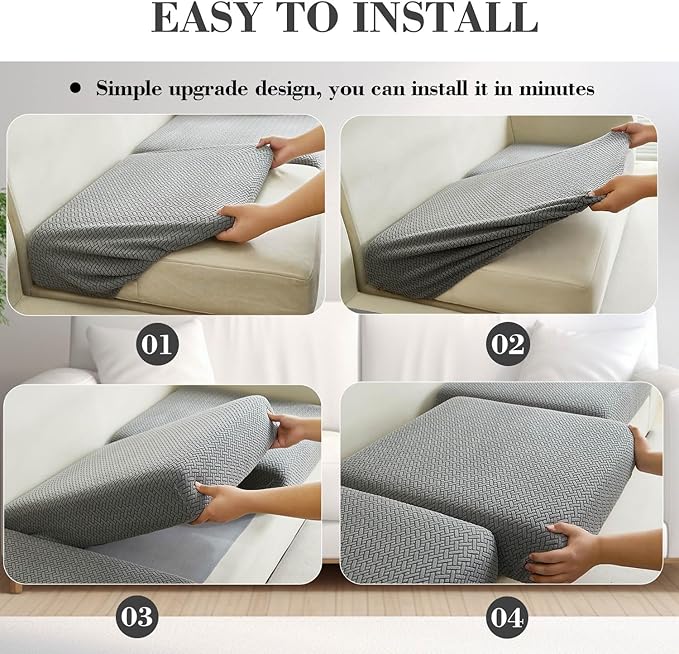 Couch Covers for 2 Cushion Sofa Pet Friendly Couch Cushion Covers Universal Sofa Covers Washable Stretch Slipcovers for Sectional Sofa (Texture Gray,Large Double Seat Cover)