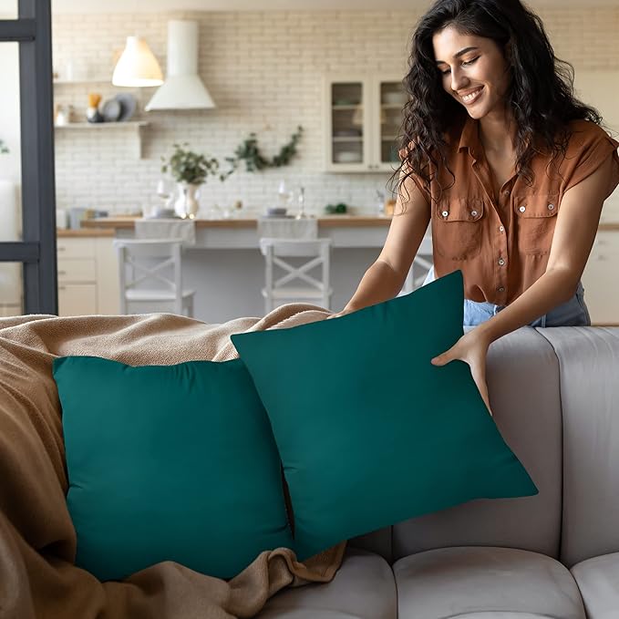 Utopia Bedding 16x16 Pillow Inserts, Set of 2, Dark Teal – Indoor Decorative Throw Pillows for Bed, Sofa & Couch – Soft, Supportive & Fluffy Cushion Inserts