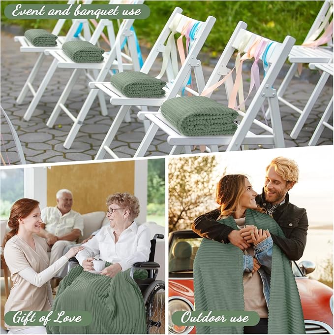 Buryeah 12 Pcs Flannel Throw Blanket Bulk 50 x 60 in Sleepover Blanket Outdoor Wedding Throw Lightweight, Oeko-tex Standard 100 Certified for Sofa Homeless Gifts (Olive Green)