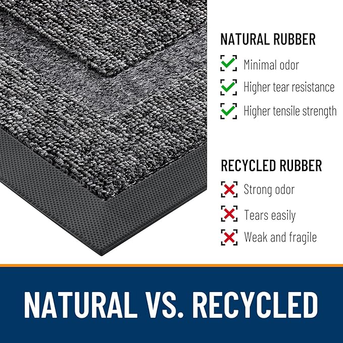 OLANLY Front Door Mat Indoor Outdoor Entrance, Waterproof All-Season, All-Weather Doormat, Sturdy Natural Rubber, Low Profile, Easy Clean Patio Porch Entryway Mat, 71x23, Black and White