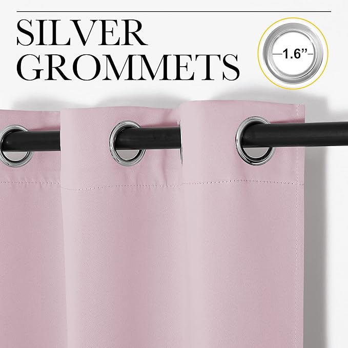 NICETOWN Baby Pink Blackout Curtains 78 inches Length for Living Room, 2 Panels, 55" Wide, Thermal Insulated Decoration Drapes for Bedroom Window