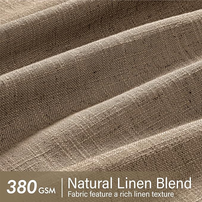 MIULEE Pinch Pleated Thick Linen Curtains 96 Inches Long 2 Panels for Living Room Bedroom, Linen Memory Trained Drapes Back Tab Light Filtering Country Farmhouse Burlap Brown Curtains with Hooks