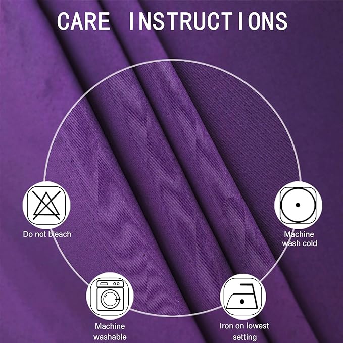 LEMOMO Blackout Curtains 66 x 72 Inch Long Purple Curtains Set of 2 Panels Room Darkening Curtains for Bedroom and Living Room