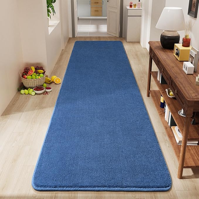 Amearea Modern Soft Hallway Runner Rug, 2x8 Feet Area Rug Runners for Hallways, Washable Runner Rugs, Non Slip Memory Foam Rug Blue Runner Rugs Carpet for Entrance Kitchen Kids Room Decor