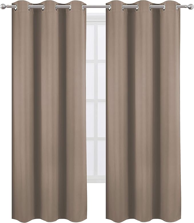 LEMOMO Cappuccino Thermal Blackout Curtains/42 x 84 Inch/Set of 2 Panels Room Darkening Curtains for Bedroom