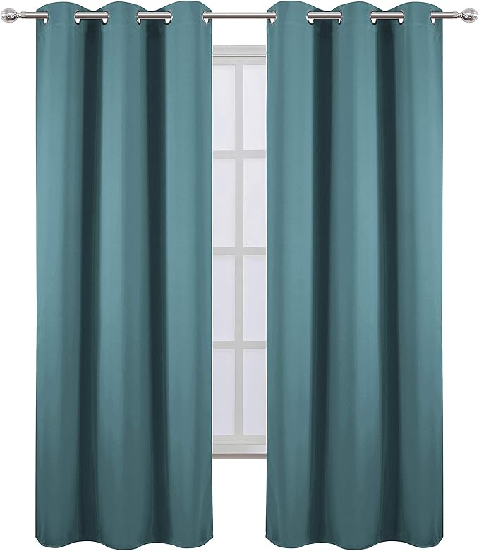 LEMOMO Sea Teal Thermal Blackout Curtains/42 x 84 Inch/Set of 2 Panels Room Darkening Curtains for Bedroom
