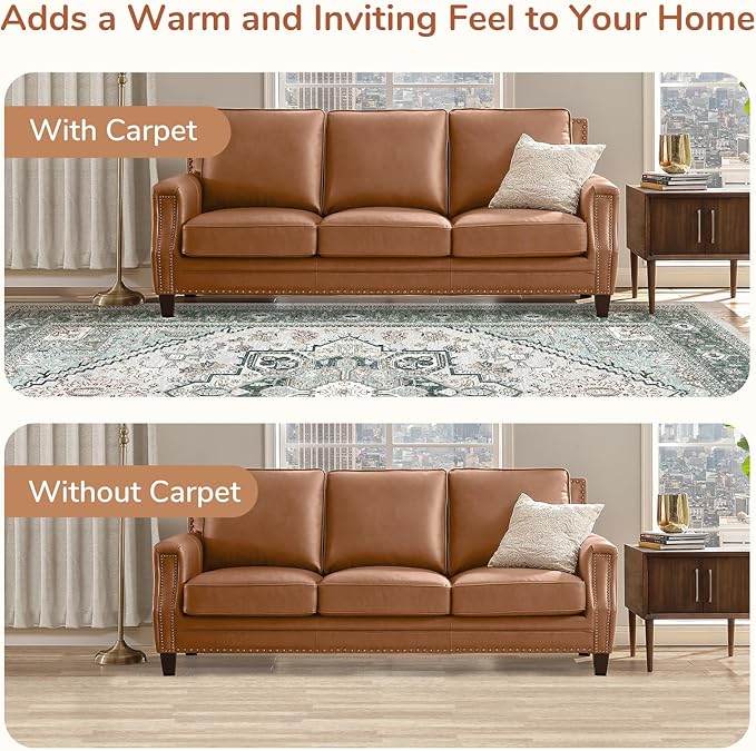 OPPODREAM Soft 10x14 Area Rugs, Washable Rugs 10x14 with Non Slip Backing, Low-Pile Faux Cashmere 10 x 14 Carpet, Green