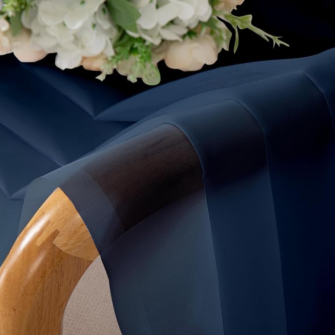 Aiyufeng Sheer Navy Blue Curtains 108 inch Length 2 Panels Set, Airy Soft-Touching Rod Pocket Voile Drapes for Living Room/Bedroom, Each 40W x 108L