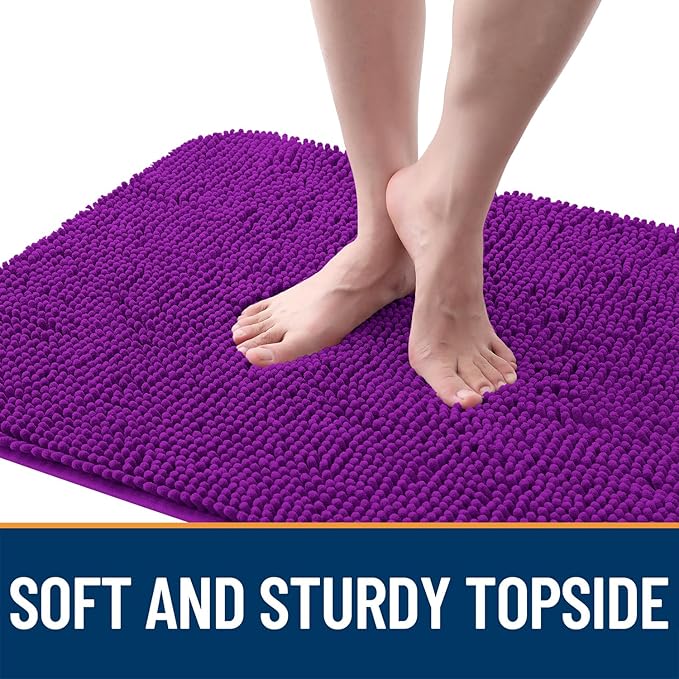 OLANLY Dog Door Mat for Muddy Paws 50x30, Absorbs Moisture and Dirt, Absorbent Non-Slip Washable Doormat, Quick Dry Chenille Mud Mat for Dogs, Entry Indoor Entryway Carpet for Inside Floor, Purple