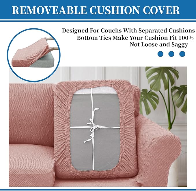 XINEAGE New 2 Pieces Chair Covers with Arms Super Stretch Chair Slipcover for Living Room Pet Dog Universal Slip Cover Anti Slip Armchair Furniture Protector (Dusty Pink), 31"-46"(1 Cushion)