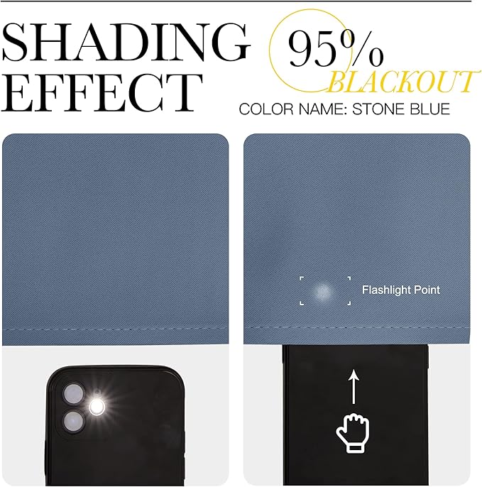NICETOWN Kitchen Curtains, Short Blackout Curtains & Drapes, Thermal Insulated Blackout Curtain Panels for Kids Room, Play Room (Stone Blue, 34" Wide by 45" Long, 2 PCs)