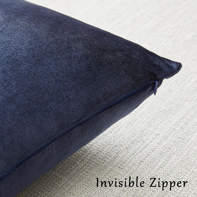 GIGIZAZA Navy Blue Velvet Pillow Covers 24x24,Square Solid Throw Pillow Covers Decorative Modern Pillows Big Vintage Cases for Couch Pack of 2