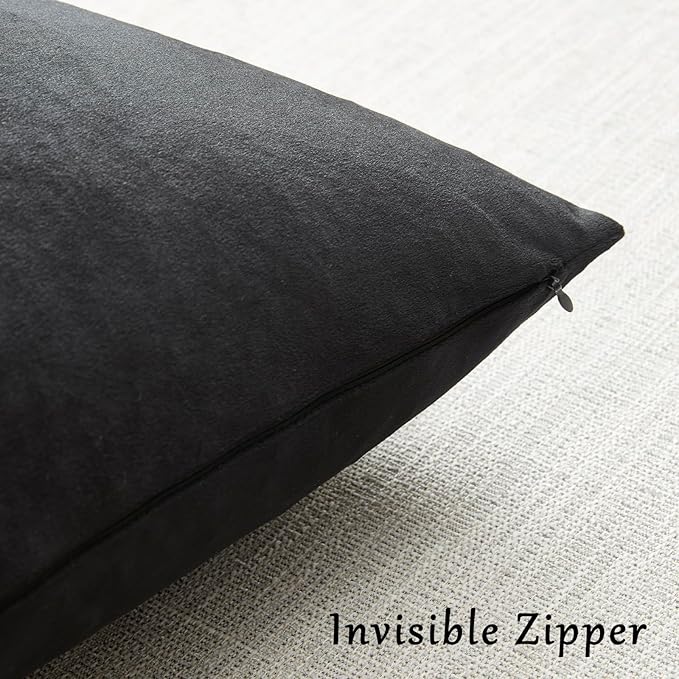 GIGIZAZA Black Velvet Pillow Covers 20x20,Decorative Square Throw Pillows Modern Covers Big Solid Living Room Pillow Cases for Couch Pack of 2