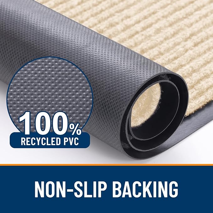 OLANLY Front Door Mat Indoor Outdoor Entrance, 2-Pack 35 x 23 Inch, Waterproof Heavy Duty Doormat, Fade Resistant, Low Profile, Easy Clean Patio Porch Welcome Floor Mats for Entry, Beige