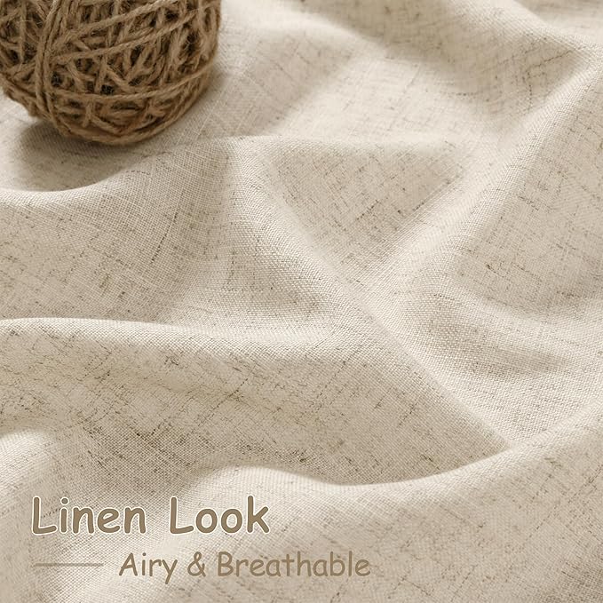 Nanspring Beige Semi Sheer Linen Curtains 72 inch Length for Living Room Back Tab Rod Pocket Modern Farmhouse Coastal Decor Beige Cotton Textured Gauze Curtains for Dining Room Office 38x72