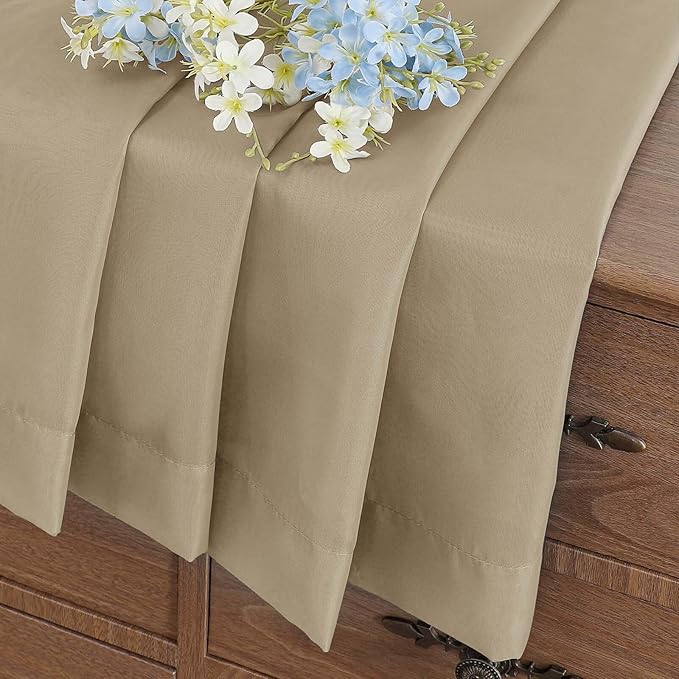 Taupe Small Sheer Curtains Tier 24 Inches Length 2 Pieces, Light Filtering Cafe Curtains Sheers for Living Room Bathroom, Modern Window Treatments Dual Rod Pocket Panels, 2X42Wx24L Inches