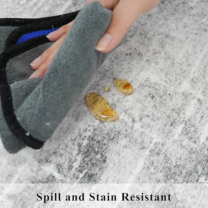 Abstract 2x3 Entryway Area Rugs: Washable Water Resistant Kitchen Rug Non-Slip Durable Doormat Ultra Soft Bedroom Beside Carpet Indoor Low Pile Floor Mat for Bathroom Stove Sink Area(2x3,Light/Grey)