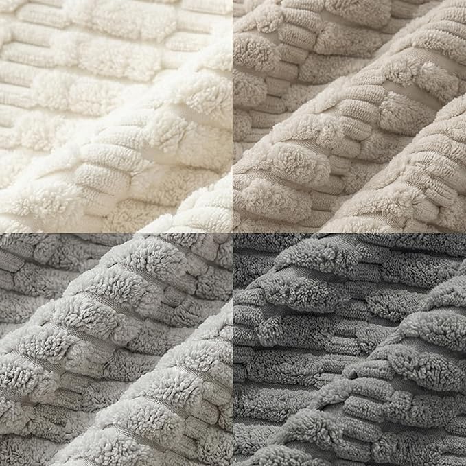 Fancy Homi Set of 4 Grey and White Boho Decorative Throw Pillow Covers 28x28 Inch for Couch Bed Sofa, Aesthetic Modern Bohemian Room Decor, Fuzzy Fluffy Cozy Corduroy Textured Cushion Case 71x71cm