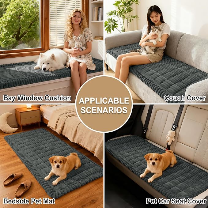 hyha Couch Covers for Dogs Washable, Non Slip Plush Dog Sofa Protectors, Fuzzy Pet Couch Covers for 3 Cushion Sofa Pet Friendly (Dark Grey, 27.6" x 82.7")