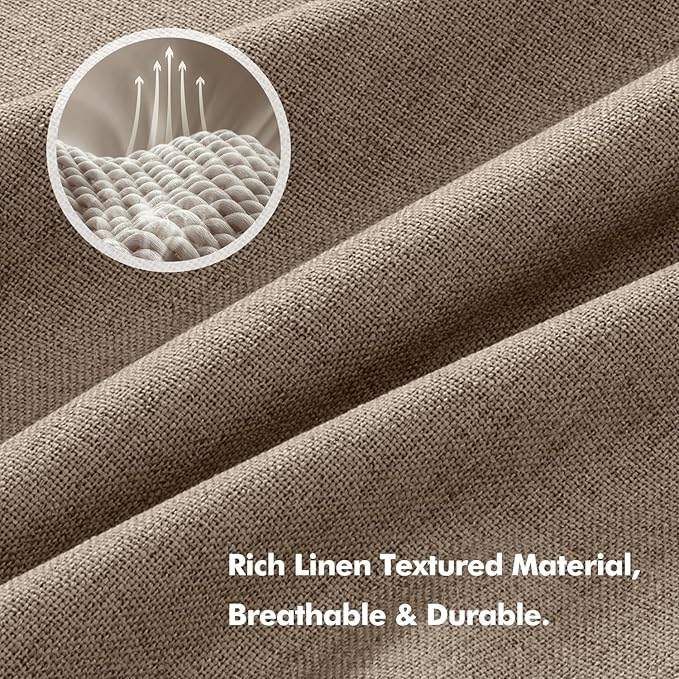 MIULEE 100% Blackout Linen Curtains for Bedroom, Brown Solid Luxury Decor Thermal Insulation Room Darkening Drapes for Living Room Nursery Back Tab Rod Pocket 42 x 108 Inches, 2 Panels