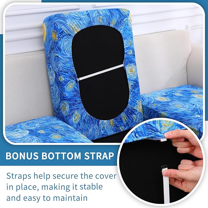 hyha Printed Couch Cushion Covers, Floral Sofa Covers Washable for Cushion Couch, Stretch Pattern Outdoor Cushion Covers for Patio Furniture with Elastic Bottom(Small, Starry Sky)